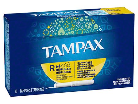 Tampax Regular Tampons, 10 bx, 48 bx cs Supply