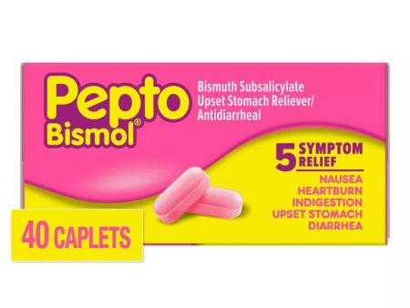 Pepto-Bismol Caplets 5 Symptom Digestive Relief - Including Upset Stomach & Diarrhea Relief - 40ct Online now