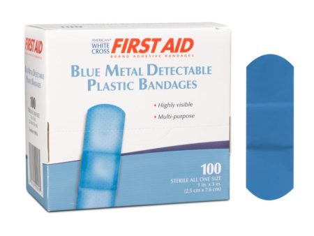 Metal Detectable Plastic Adhesive Bandages 1 x 3, Blue Fashion