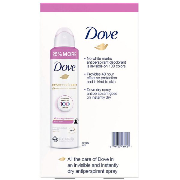 Dove Clear Finish Antiperspirant Spray, 3 ct. Sale