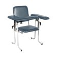 Blood Draw Chair, Upholstered, with Flip Arm, Blue Cheap