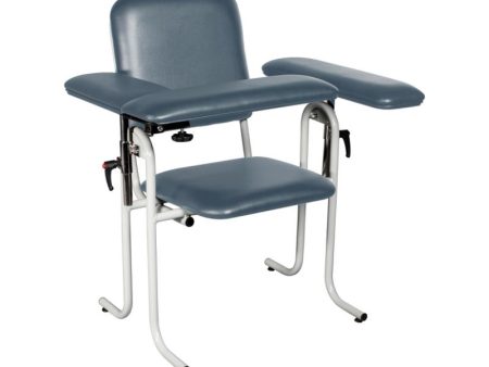 Blood Draw Chair, Upholstered, with Flip Arm, Blue Cheap