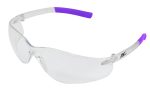 Wraparound Safety Glasses, Clear Frame Navy Tips Clear Lens, Small Narrow & Medium Fit, 12 bx Fashion