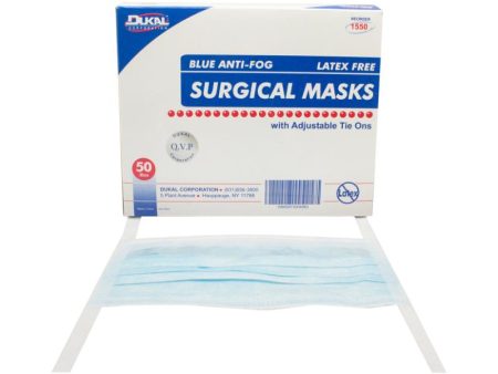 Anti-Fog Surgical Mask with Tie 3-Ply, Blue on Sale