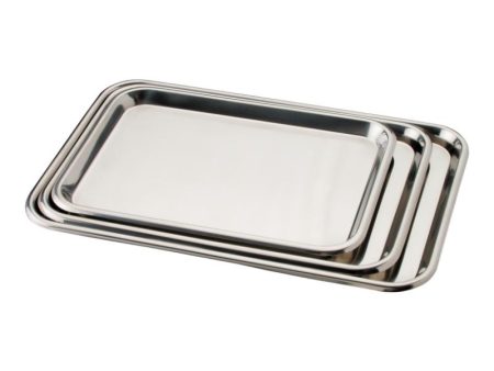 Stainless Steel Instrument Tray Flat 15-1 8  x 10-1 2  x 5 8  Hot on Sale