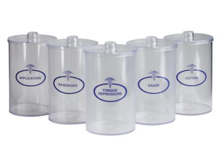 Clear Plastic Sundry Jars, Blue Imprint, Plastic Lids, 6½ H x 4¼ Dia, 5 cs Online Sale