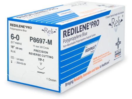 Nonabsorbable Suture with Needle Reli  Redilene Polypropylene MP-1 3 8 Circle Reverse Cutting Needle Size 6 - 0 Monofilament Cheap