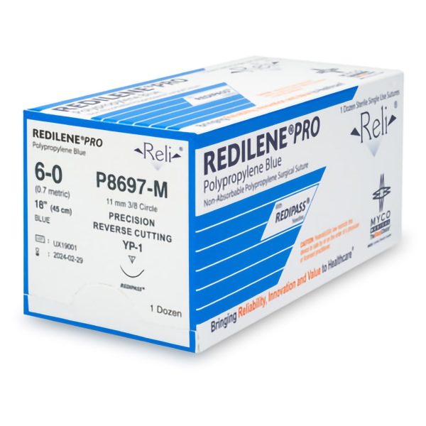 Nonabsorbable Suture with Needle Reli  Redilene Polypropylene MP-1 3 8 Circle Reverse Cutting Needle Size 6 - 0 Monofilament Cheap