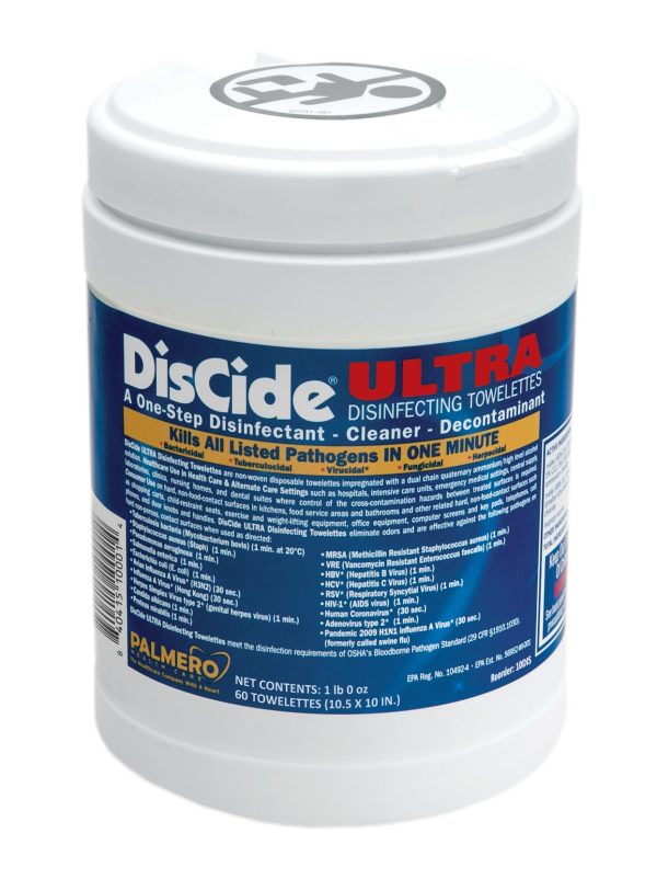 DisCide Ultra Towelettes, 10 ½” x 10”, 60ct can For Discount