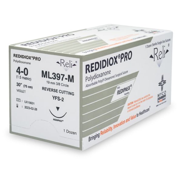 Absorbable Suture with Needle Reli Polydioxanone MFS-2 3 8 Circle Reverse Cutting Needle Size 4 - 0 Monofilament For Discount