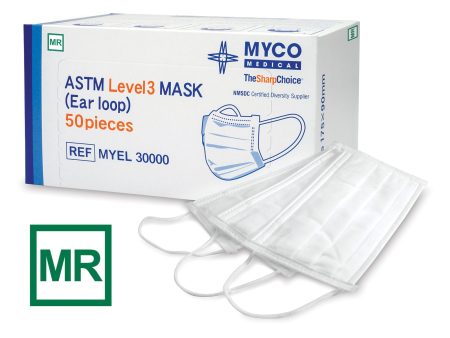 Procedure Mask MYCO MR Safe MRI Safe Pleated Earloops One Size Fits Most White NonSterile ASTM Level 3 Adult Sale