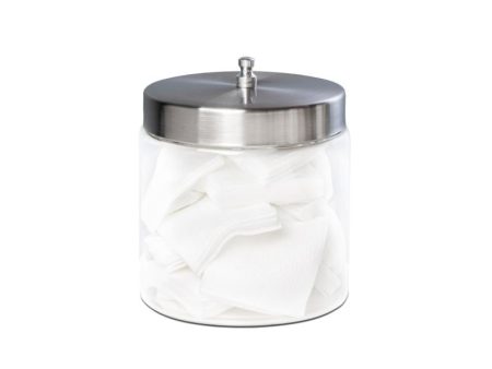 Tech-Med Sundry Jar Glass Clear 4 X 4 Inch, Stainless Steel Lid For Sale