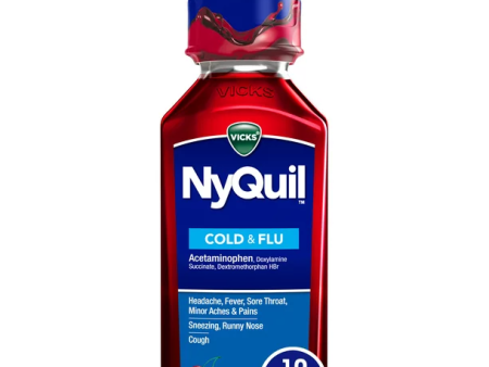 Vicks Nyquil Liquid, Flu Cold, Cherry, 12oz Supply