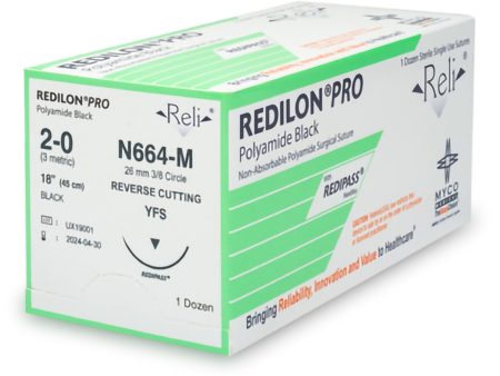 Nonabsorbable Suture with Needle Reli Redilon Nylon MFS 3 8 Circle Reverse Cutting Needle Size 2 - 0 Monofilament Online Sale