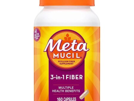 Metamucil Psyllium Fiber Supplement, Fiber Capsules, 160 btl, 12btl cs Hot on Sale