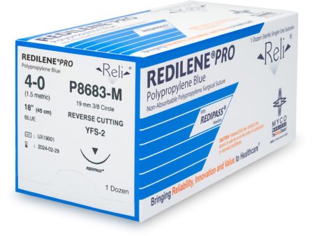 Nonabsorbable Suture with Needle Reli Redilene Polypropylene MFS-2 3 8 Circle Reverse Cutting Needle Size 4 - 0 Monofilament Discount