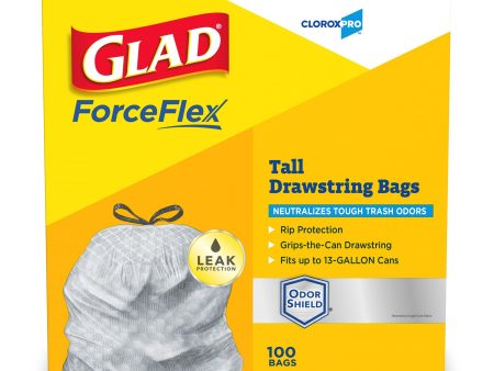 Glad Tall Kitchen Drawstring Plastic Trash Bags - White, 150 ct. 13 gal Hot on Sale