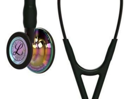 Stethoscope, High Polish Rainbow-Finish Chestpiece, Black Tube, Smoke Stem and Smoke Headset, 27  Hot on Sale