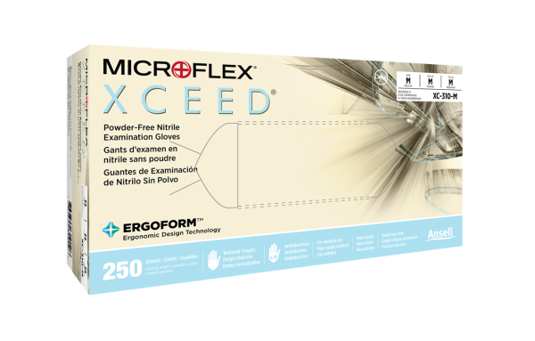 Ansell Microflex Xceed Powder-Free Nitrile Exam Gloves (Box of 250 Gloves) Fashion