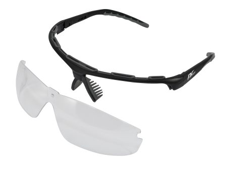 Wraparound Safety Glasses, Black Frame Clear Lens, Universal Size, 12 bx Fashion