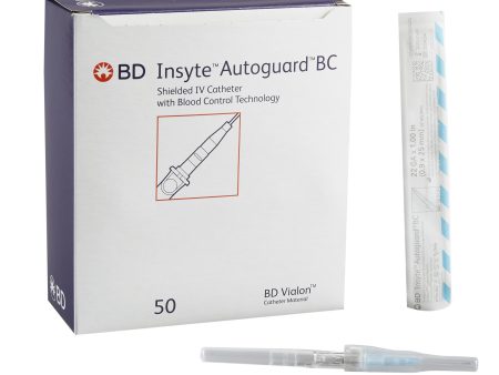 Peripheral IV Catheter Insyte Autoguard BC 22 Gauge 1 Inch Button Retracting Safety Needle For Sale