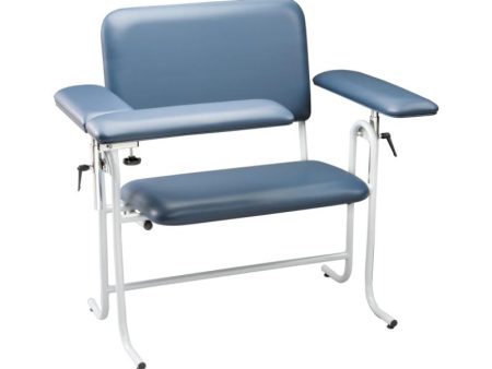 Blood Draw Chair, Wide, Upholstered, with Flip Arm, Blue on Sale