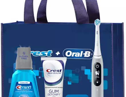 Oral-B Io 6 Electric Rechargeable Toothbrush (Grey Handle); Crest Pro-Health Gum Detoxify Toothpaste (3.7 Oz); Multi-Protection Clean Mint Rinse (250 Ml); Oral-B Glide Pro-Health Advanced Floss (15 M); Io Clean Brush Head; Reusable Tote Bag. 3 cs Cheap